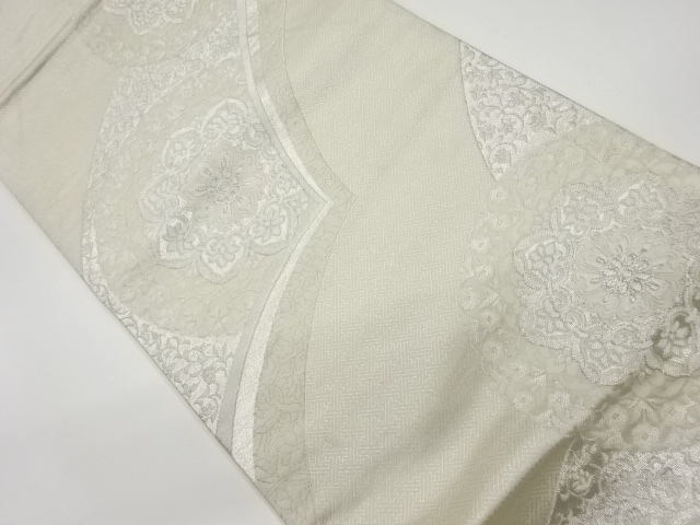 JAPANESE KIMONO / VINTAGE FUKURO OBI / WOVEN FLOWER CREST & FLOWER ARABESQUE